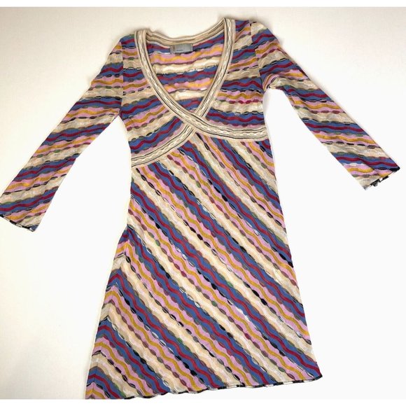 Missoni Dresses & Skirts - Missoni Dress Knit Striped Asymmetrical Short Mini Dress Size 6 Made in Italy